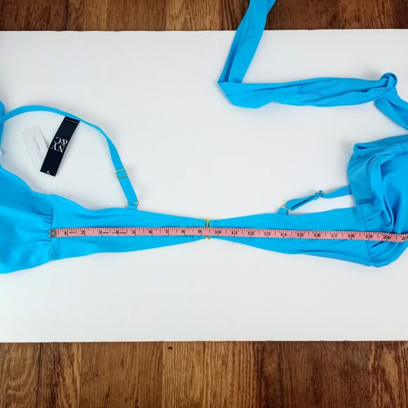 Turquoise Side Cutout Wrap Bikini Top New York & Co XL NWT - Picture 6 of 10
